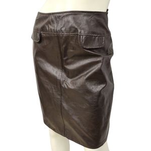 Vintage Dark Brown Leather Skirt sz Small